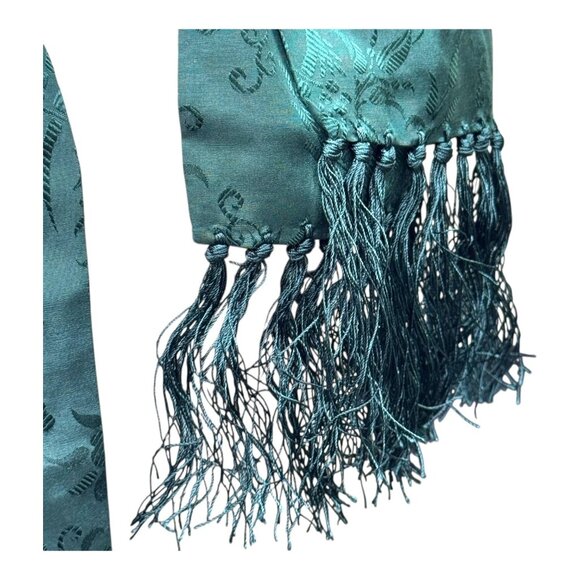 Polo Ralph Lauren Green Jacquard Floral Scarf Emerald Dark Green 100% Silk 60x12 - Picture 6 of 12